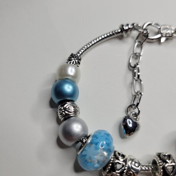NWT Pandora Style Charm Bracelet Winter Wonderland Blue, Snowflake, Premium S/M - Picture 4 of 7
